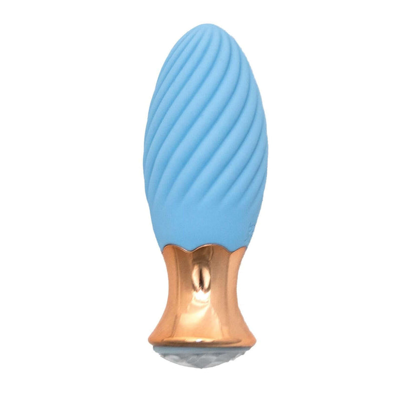 Goddess Diamond Tulip Massager - Blue 7-Function Bullet-Style Vibrator with Swirl Texture from Nasstoys