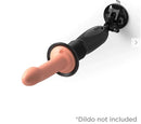 Fetish Fantasy Body Dock Handheld Thruster in black attached to a wall with a suction-cup dildo, enhancing intimate pleasure experiences.