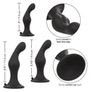 CalExotics Silicone Anal Ripple Plug Kit Black features graduated plugs with sturdy suction cup bases for comfortable anal play.
