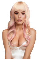 Nicki Premium Stylable Wig Light Pink / Blonde worn by a model with flowing pastel hair and soft makeup.