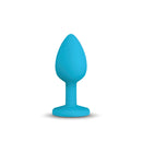 Gemma Clear Iridescent Gem Teal Silicone Anal Plug Large in a teal silicone design for pleasure and decoration.