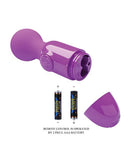 Pretty Love Mini Stick Wand Vibrator Purple with remote control and battery compartment.
