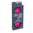Quickie Silicone Cuffs Medium Black packaging showcasing super strong silicone restraints for discreet bondage play.