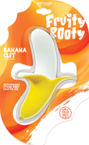 Fruity Booty Banana Clit Mini Vibe packaging featuring a playful banana design with vibrant colors.