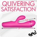 Pink Digital Silicone Rabbit Vibrator with dimensions, promoting dual stimulation and quivering satisfaction.