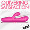 Pink Digital Silicone Rabbit Vibrator with dimensions, promoting dual stimulation and quivering satisfaction.