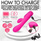 Charging instructions for Digital Silicone Rabbit Vibrator with USB cable and pink design for dual stimulation.