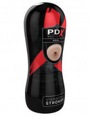 PDX Elite Anal Vibrating Stroker compact design featuring lifelike texture for intense stimulation.