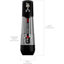 PDX Elite Viewtube Max View See Through Suction Stroker with dimensions labeled