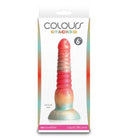 Stacked Silicone Dildo in Red/Gold, 6 inches long, showcasing tri-colored design and body-safe liquid silicone.
