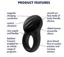 Product features of Satisfyer Signet Ring App Controlled Vibrating Cock Ring displayed with key attributes and benefits.