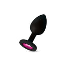 Viben Gemma Pink Gem Black Silicone Butt Plug Medium with vibrant pink gem design