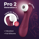 Satisfyer Pro 2 Generation 3 Liquid Air Technology Red Wine with vibration and full silicone design.
