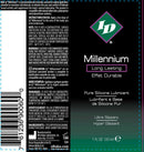 ID Millennium Silicone Lube Display 24ct 1 Fl Oz Tubes label showcasing ultra-long-lasting silicone lubricant.