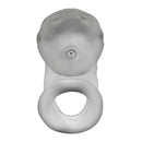 Oxballs Airlock Air-Lite Vented Chastity Cage Clear Ice top view with vented design for breathable comfort.
