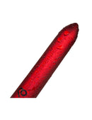 Poppy Red Rechargeable Bullet Vibrator covered in droplets, showcasing its sleek and elegant design.