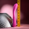 Evolved Sugar Rush G-Spot Vibrator in pink, displayed upright next to a ruler for size reference, showcasing arched shaft and textured head.