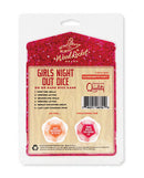 Package of WoodRocket Girls Night Out Dice game, bachelorette party accessory, with do or dare actions for a fun night with friends.