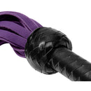 Strict Leather Nubuck Flogger Purple with braided black handle and rich purple falls for a refined impact experience.