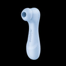 Satisfyer Pro 2 Gen 4 App Controlled Clitoral Stimulator in light blue color, showcasing its sleek design.