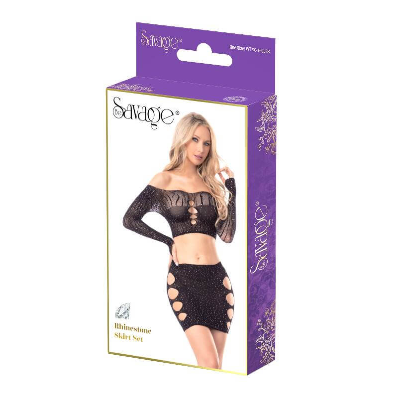 RHINESTONE SKIRT SET BLACK RHINESTONE-2