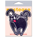 Pastease Scaredy Cat Hissing Kitty Nipple Pasties featuring playful black cat design on soft glittery velvet.