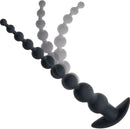 Rechargeable X-10 Silicone Power Beads 11 inch Black showcasing its flexible graduated bead design.