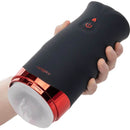 Xcess Hot Moaning Pussy Masturbator Pussy in hand showcasing its sleek design and controls.