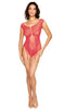 Seamless Butterfly Garter Teddy Watermelon O/S - Rhinestone Accents, Open-Crotch - Front View