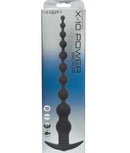 Rechargeable X-10 Silicone Power Beads 11 inch Black packaging featuring graduated bead design for intense stimulation.
