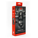 SEI MIO Doorway Control Play Adjustable Over Door Cuff Restraints packaging with model demonstration.