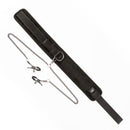 SEI MIO Twin Tweaks Velvet Collar with Nipple Clamps, featuring a black collar with adjustable nipple clamps and chain.