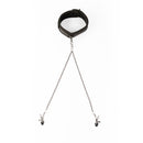 SEI MIO Twin Tweaks Velvet Collar with Nipple Clamps featuring adjustable design and elegant restraint for sensory exploration.