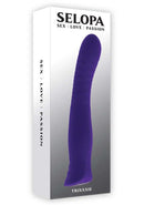 Selopa Trixxxie Vibrator in packaging, showcasing its flexible and textured design with 7 vibration modes, USB rechargeable.