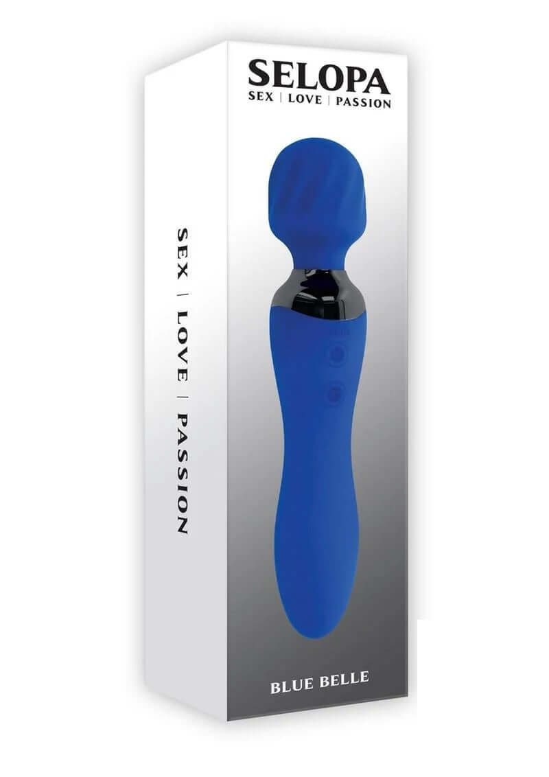 Selopa Blue Belle Double-Ended Vibrator in Packaging | Dual Motors, 7 Speeds | Blue Vibrator Box