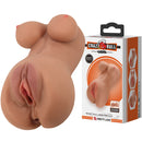 Hannah the Realistic Vagina Masturbator Brown, lifelike two-channel stroker with soft, skin-like contours.