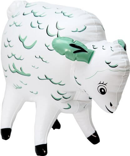 Sheep Shaggin 12 inches Inflatable Mini Sheep toy with cartoon face, perfect for parties and fun moments.