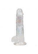 RealRock Vibrating Dildo 8 inch with Balls and Remote Control showcasing lifelike design and realistic texture.