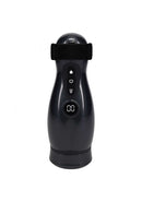 Pumped Virtuo 10 Function Masturbator with Phone Attachment in sleek black design with user interface buttons.