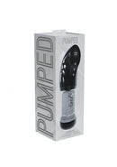 Pumped StrokeMate Rechargeable Multifunction Masturbator in packaging showcasing its features.