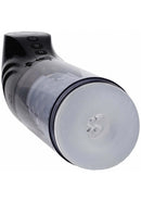 Pumped StrokeMate Rechargeable Multifunction Masturbator showcasing its sleek design and smooth sleeve.