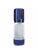 Pumped UltraLift 10 Function Rechargeable Masturbator Blue shown front view, features user-friendly control panel.