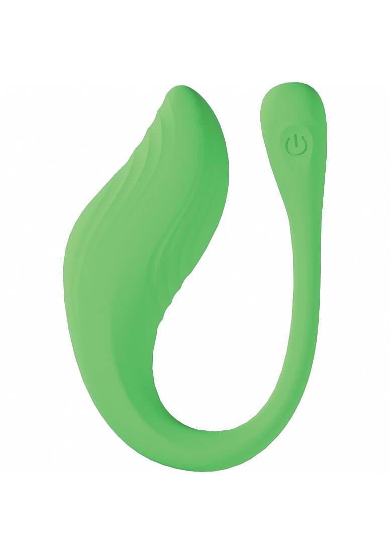 Loveline Velvet G-spot Vibrator Green, a sleek, remote-controlled pleasure device for enhanced wellness.