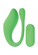 Loveline Velvet G-spot Vibrator Green and remote control, designed for precision and comfort.