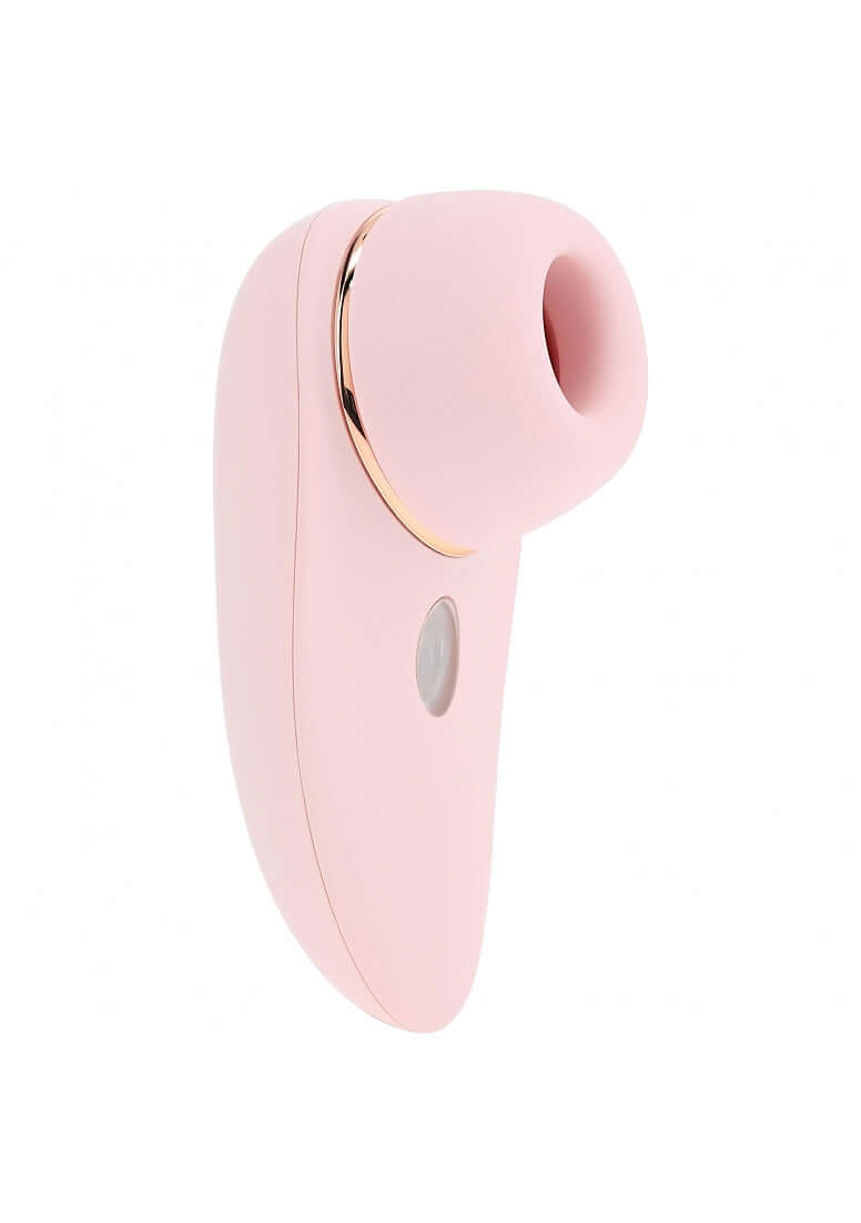 LoveLine Aurie AirTapTech Rechargeable Vibrator Pink displayed at an angle, showcasing its sleek design and silicone finish.