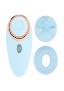 Aurie 15 Function Airtap Vibrator in blue with interchangeable attachments for unique sensations.