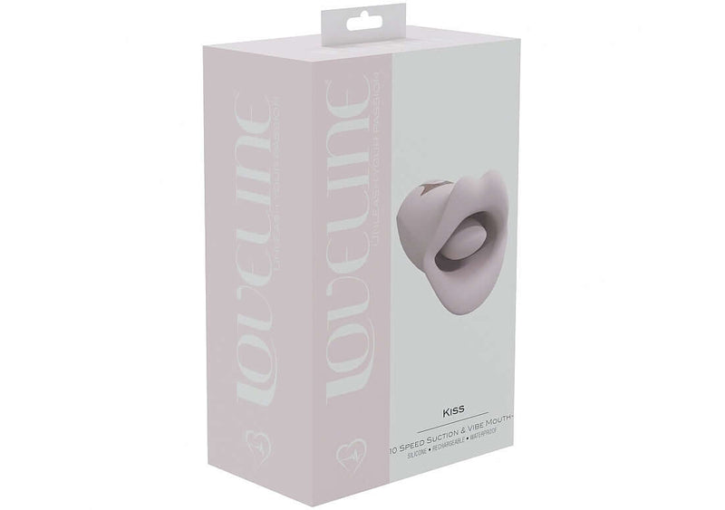 LoveLine Kiss 10 Speed Suction and Vibrating Mouth Vibrator packaging with sleek design