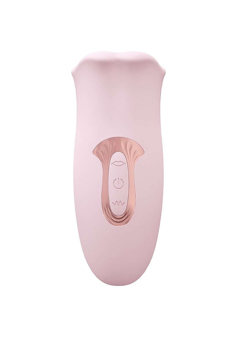 LoveLine Kiss 10 Speed Suction and Vibrating Mouth Vibrator in soft pink color with easy-to-use controls.