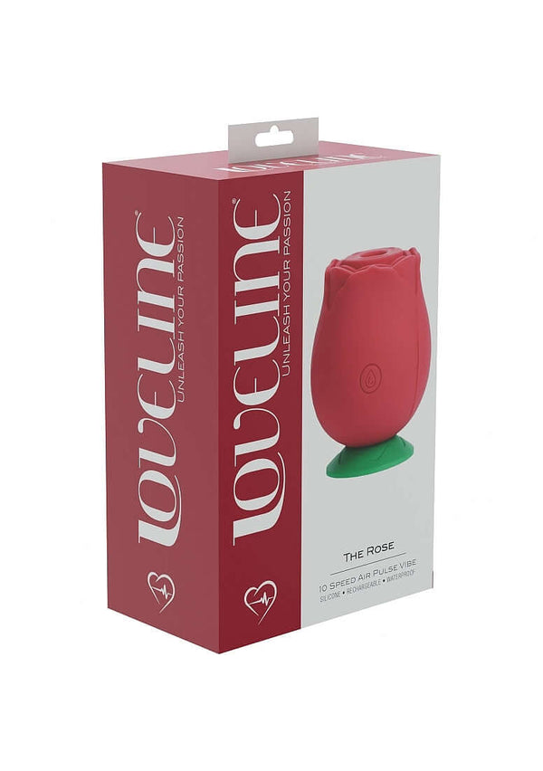 The Rose 10 Speed Air Pulse Vibe packaging showcasing its elegant design and features.