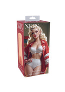Xkin Varsity Vixen Lexi Lockerload Stroker Flesh packaging with vibrant pinup design and bold school spirit.